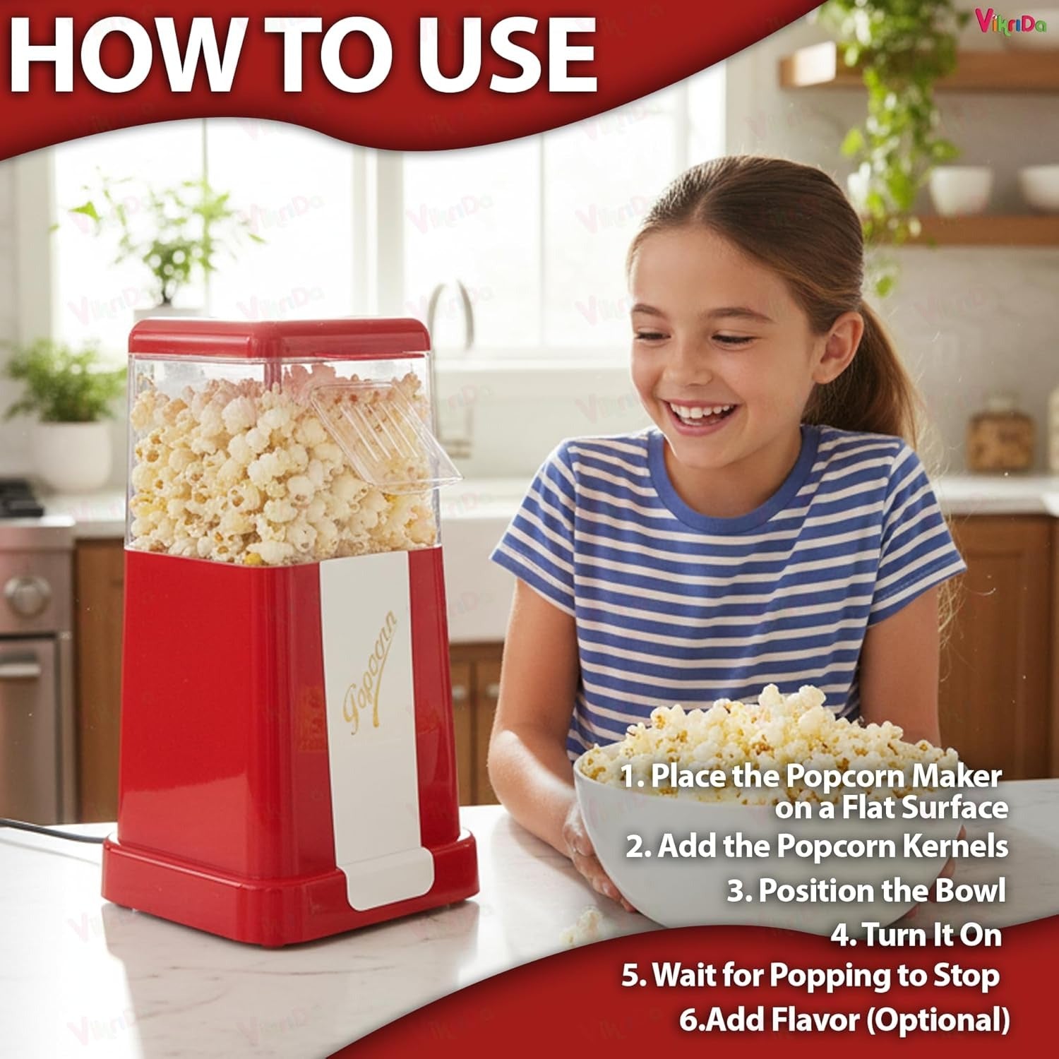 VikriDA Jumbo Oil-Free Popcorn Maker