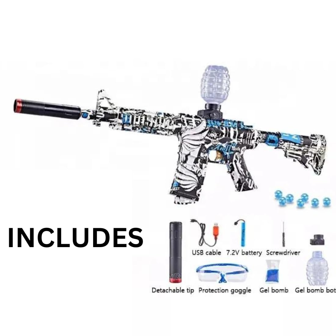 VikriDA Electric M416 Gel Blaster Gun with 5000 Gel Balls, Battery Gun with Automatic Fast Fire Rate for adults
