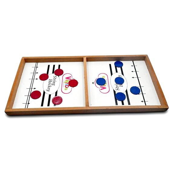 Vikrida Wooden String Hockey Game Sling Puck Board (59Cm), Tabletop Slingshot Games Toys for Boys and Girls for All Age