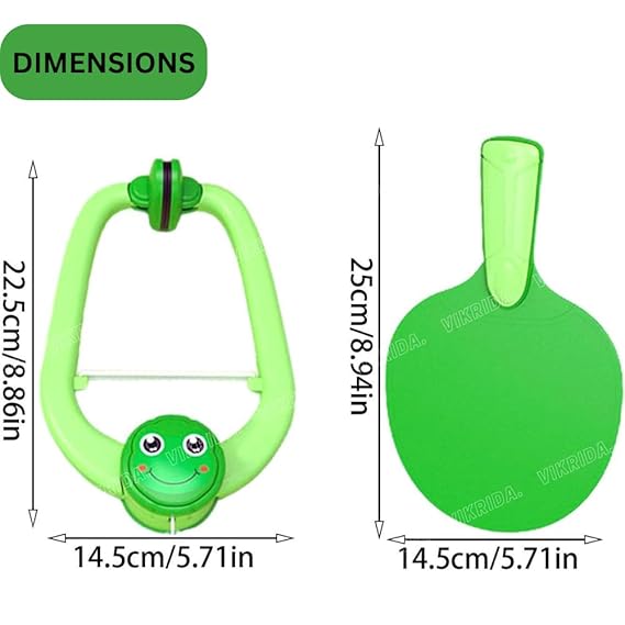 VikriDA Hanging Table Tennis Self Training Indoor Gaming 2 Racket & 3 Practice Ball Portable - Double Sparring Hanging Toys Parent Child Interaction Indoor Toys - Frog Hanging Table Tennis