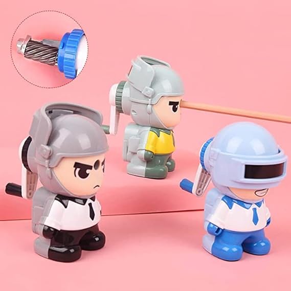 Vikrida Manual Pubg Shaped Pencil Sharpener for Kids and Artists, Table Sharpener Machine, Handheld Manual Pencil Sharpener for Pencils (Set of 1 - Random Color)