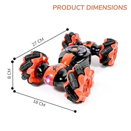 VikriDA Rc Stunt Car Double Sided Rotating Off Road 2.4Ghz with with Gesture Sensing Remote Control Cars Toy for Kids- Orange