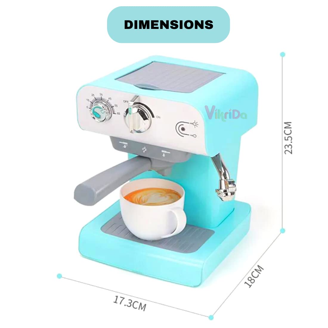 Vikrida Coffee Maker Role Play Pretend Kitchen Appliance for Kids with Realistic Action,