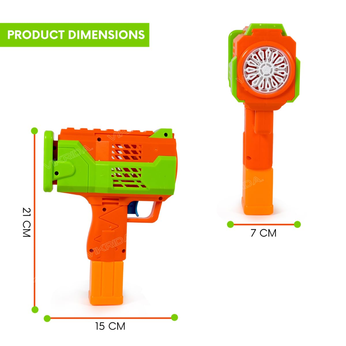 VikriDA Rechargeable Bubble Machine for Kids - Automatic Bubble Gun, Leak-Proof Design with 2 Bubble Solution, Toddler Outdoor Toys, Gift for Kids, Boys Age 3 4 5 6 7 8 Years Old- Multicolor