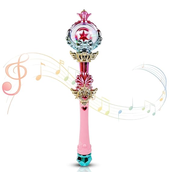 VikriDA Princess Fairy Magic Wand Moon Styling Stick Flashing Toy with Music and Light for Kids (Big Size Light Music Wand)
