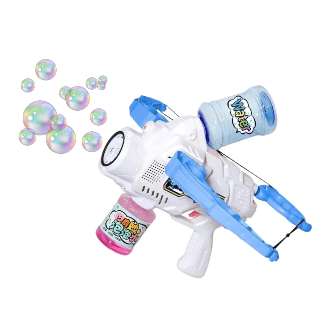 VikriDA 2-in-1 Light up Crossbow Bubble Blower Gun | Electric Bubble Machine Toy Set for Kids Boys and Girls, Blue