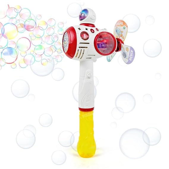 VikriDa Space Bubble Wand with Fan Automatic Powerful Bubble Blower for Kids | for Indoor, Outdoor, Birthday, Wedding, Party, Park Garden Backyard Play (Bubble Solution Included)