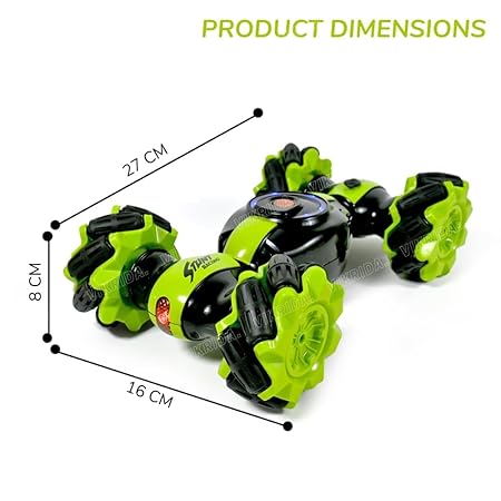 VikriDA Rc Stunt Car Double Sided Rotating Off Road 4Wd 2.4Ghz Twisting Vehicle with Light Mini Deformation Toy Cars for Kids (Green)