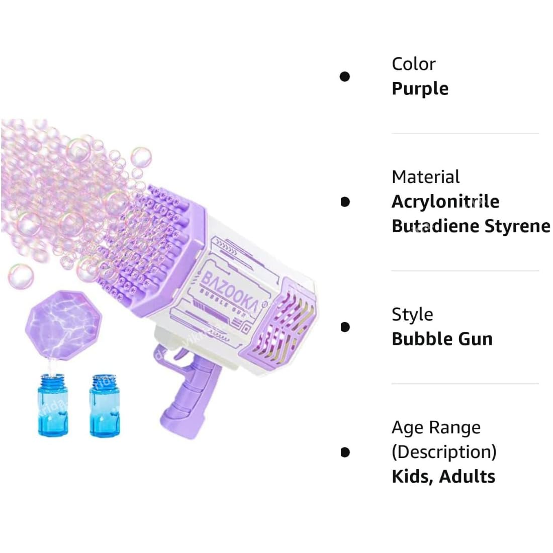 Vikrida 69 Hole Automatic Bazooka Bubble Gun for Kids with Colorful Lights & Colourful Bubble - Purple