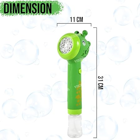 VikriDA Giraffe Bubble Machine Gun, Bubbles Wands Maker for Toddlers with Bubble Solution 4 AA Battery Party Favors - Green