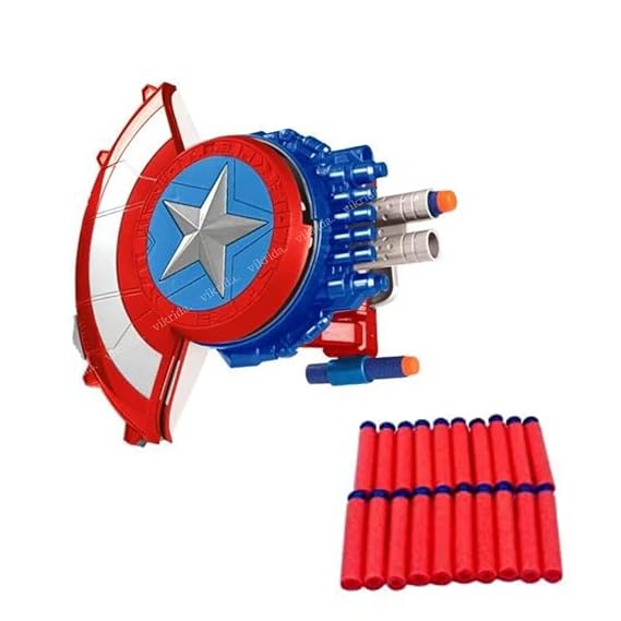 Vikrida Blaster Reveal Shield Toy & Bullet Blaster, Manual Soft Bullet Shooting Shield Toy with 10 Safe Foam Bullets for Kids.