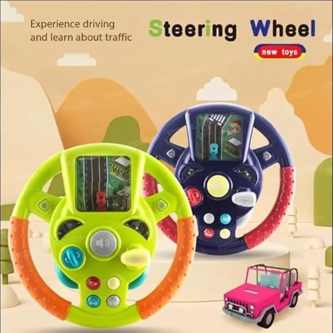 VikriDA Steering Wheel Toy Pretend Adventure Toy for Kids | Steering Wheel Toy with Light & Sound Mode Experience - Little Driver Steering Wheel