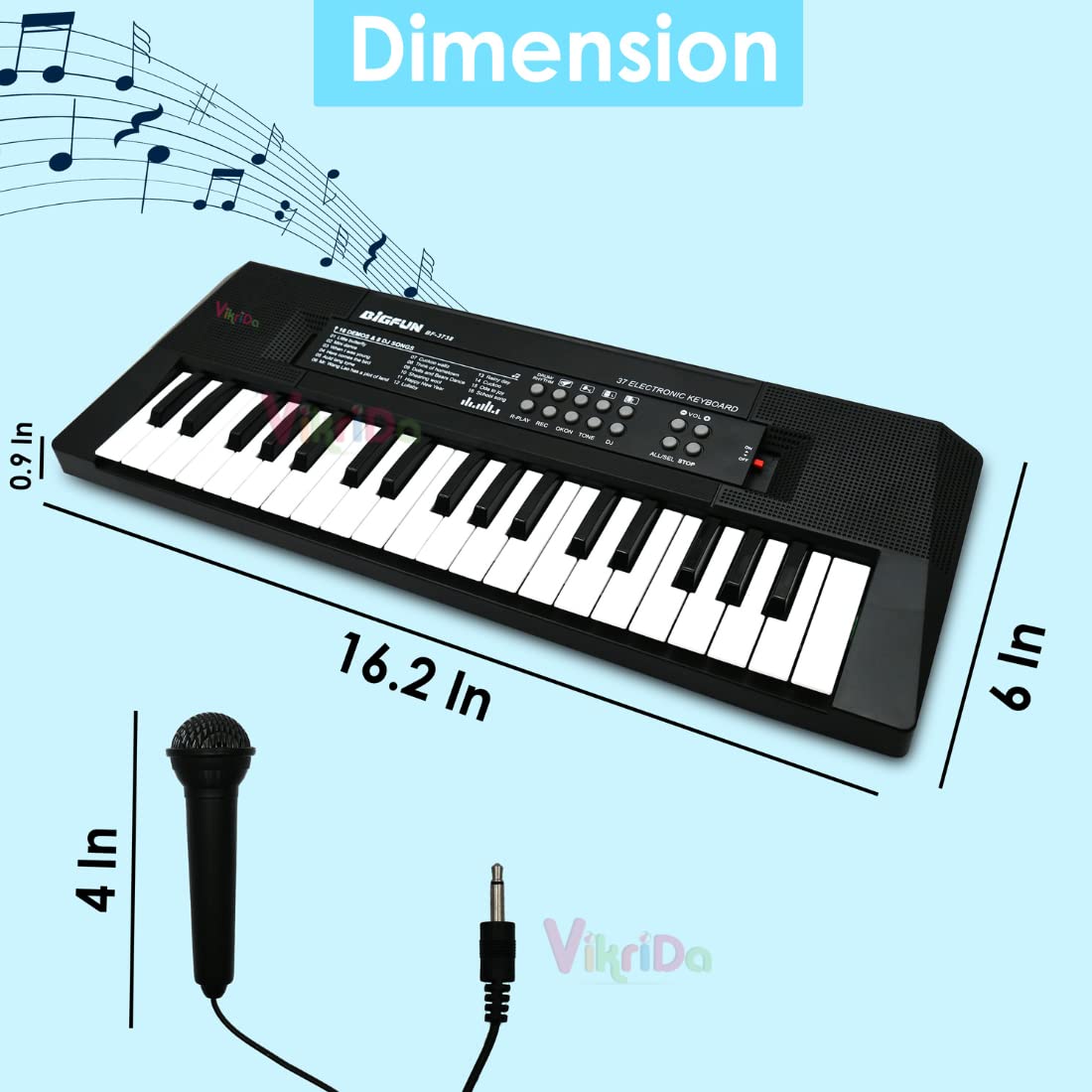 Vikrida Kids Keyboard Piano, 37 Keys Piano Keyboard for Kids Musical Instrument Gift Toys for Over 3 Year Old Children with Mic