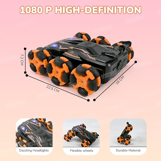 VikriDA Gesture Sensing Stunt Rc Cars, 6Wd Rechargeable Racing Drift Double-Sided Car, Hand Remote Control Crawler Toy for Boys 8 9 10 11 12 Year Old, Christmas Birthday Party Gifts for Kids - Orange