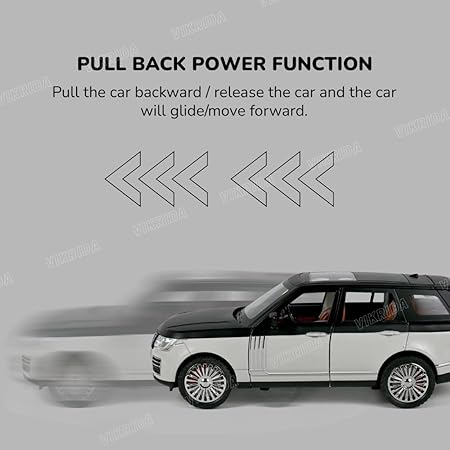 VikriDA 1:24 Scale Diecast Model Car - Range Rover with Sound and Light - Pullback Vehicle Toy Collection for Kids, White