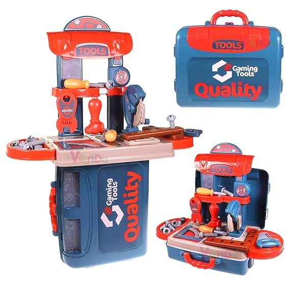 VikriDA Tool Set for Kids, Pretend Play Set Kit, Little Engineer Pretend Toolbox Construction Tools, Role Play Engineer Workshop Tool Kit, Assorted