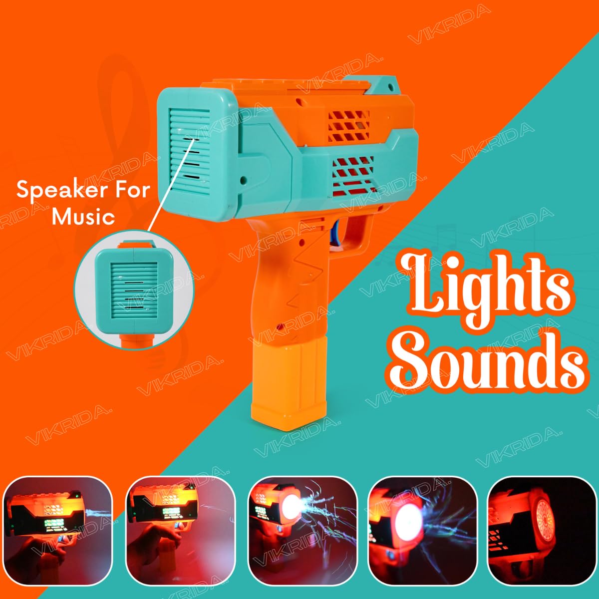 VikriDA Rechargeable Bubble Machine for Kids - Automatic Bubble Gun, Leak-Proof Design with 2 Bubble Solution, Toddler Outdoor Toys, Gift for Kids, Boys Age 3 4 5 6 7 8 Years Old