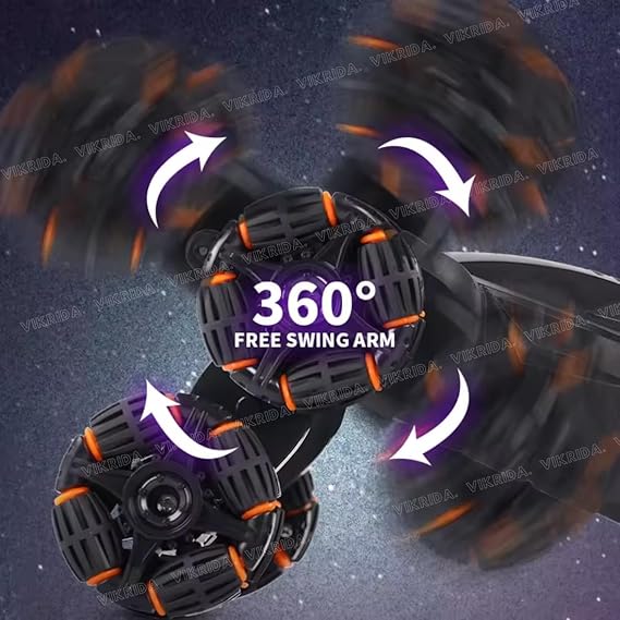 VikriDA Remote Control 6WD Drift Stunt Car for Kids | 360° Rotating Spray Car with 2.4 GHz Controller - Mat Black