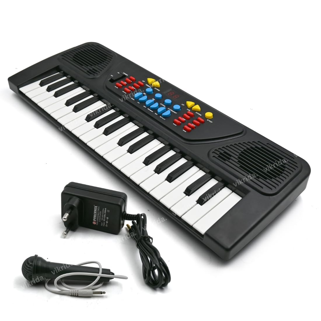 VikriDA 37 Keys Music Piano with Adapter & Microphone Portable Multi-Function Electronic Educational Musical | Kids Piano Keyboard, (Piano with Adapter)