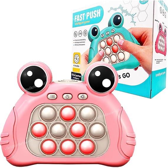 VikriDA Push Puzzle Game Machine, Electronic Pop Light Up Toys for Toddler Kid, Sensory Fidget Toys for Kids - Pink