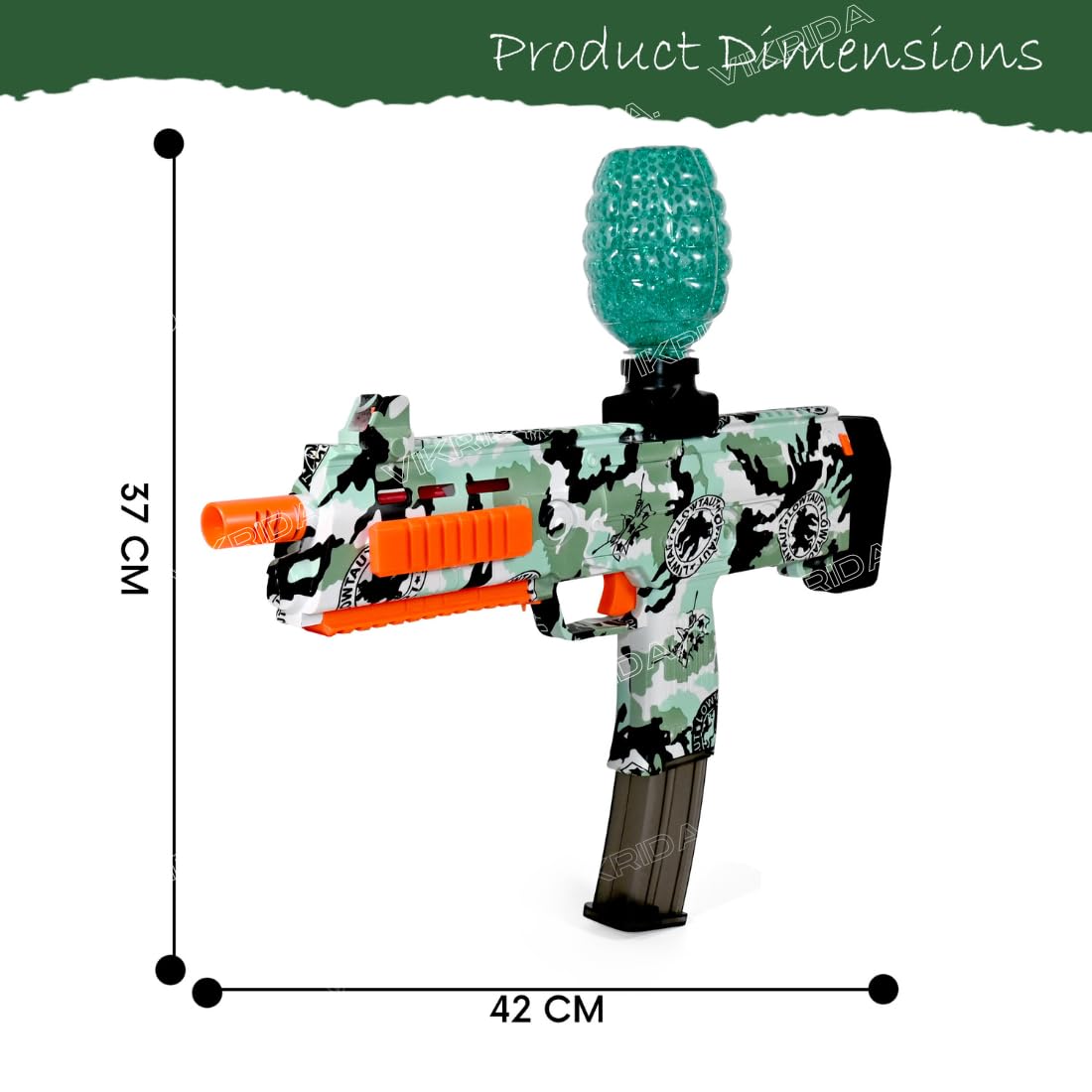 VikriDA Big Size Gel Ball Blaster Gun & Foam Blaster Gun with 10,000 Pcs Refill Ammo Water Beads Gel Ball 7-8mm for Outdoor Activities Shooting Time