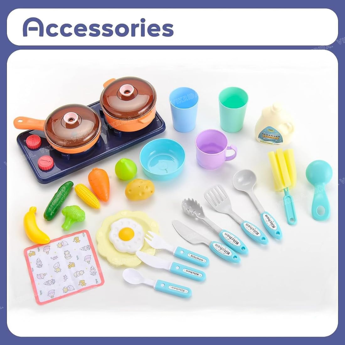 Vikrida Kitchen Sink Toys Water Playset with Running Water House Wash Up Kitchen set