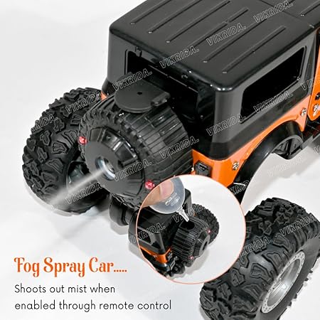VikriDA Remote Control Car for Kids with Mist Smoke Effect 2 Wd Monster Truck Rock Crawler Climbing Rc Toy Vehicle Car for Boys and Girls- ORANGE