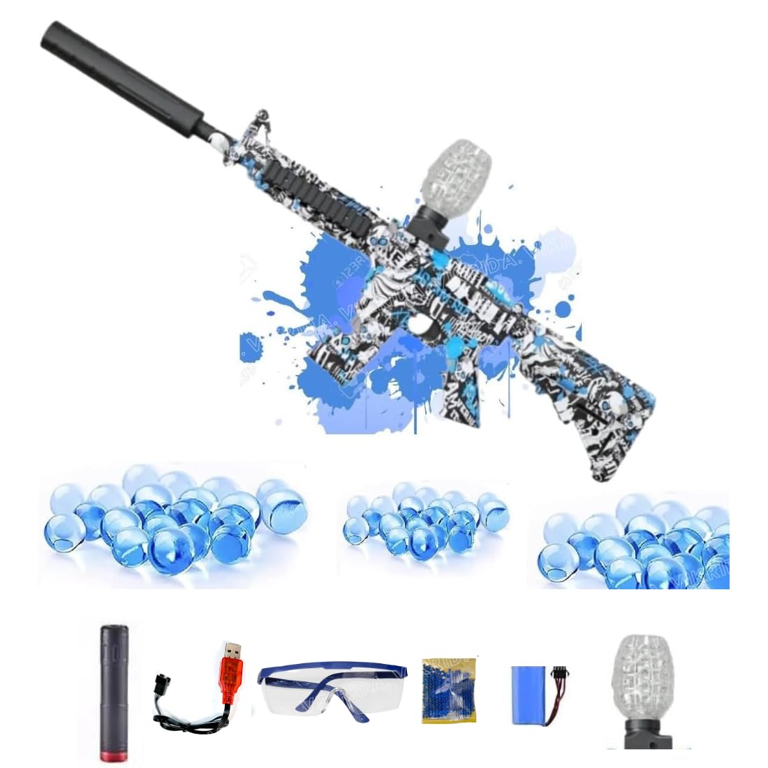 VikriDA Electric M416 Gel Blaster Gun with 5000 Gel Balls, Battery Gun with Automatic Fast Fire Rate for adults