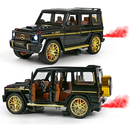 VikriDA Big Size Exquisite car Model 1/24 Benz G63 AMG Model Car, Zinc Alloy Pull Back Toy car with Smoke,Sound and Light for Kids Boy Girl Gift (Black)