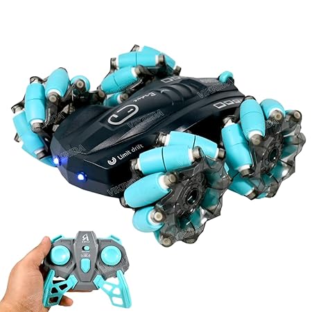 VikriDA 2.4GHz Remote Control Extreme Drift Stunt Car for Kids | 360 Degree Limit Drift Car, Left & Right Rotation - Blue