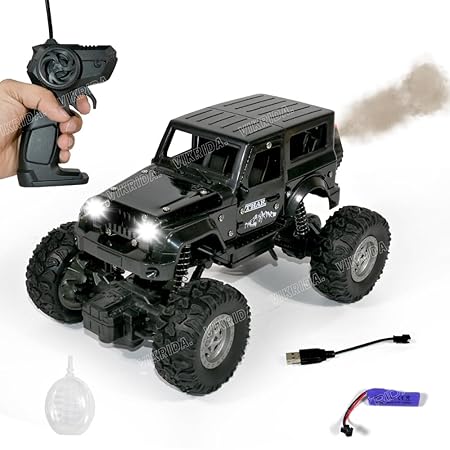 VikriDA Remote Control Car for Kids with Mist Smoke Effect 2 Wd Monster Truck Rock Crawler Climbing Rc Toy Car