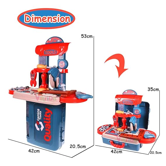 VikriDA Tool Set for Kids, Pretend Play Set Kit, Little Engineer Pretend Toolbox Construction Tools, Role Play Engineer Workshop Tool Kit, Assorted