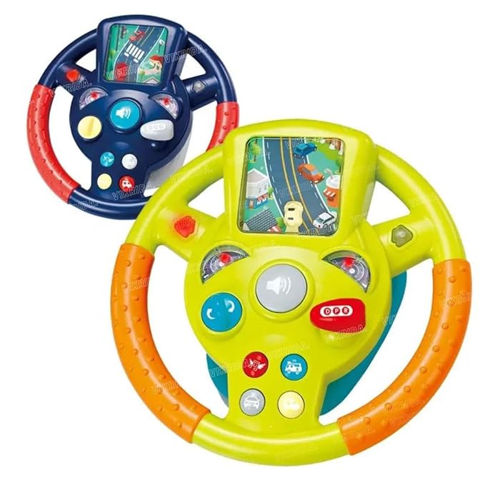 VikriDA Steering Wheel Toy Pretend Adventure Toy for Kids | Steering Wheel Toy with Light & Sound Mode Experience - Little Driver Steering Wheel