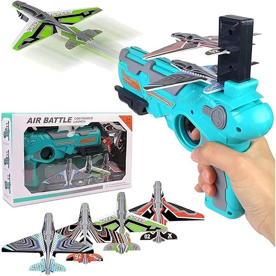 Vikrida Airplane Launcher Toy Catapult aircrafts Gun with 4 Foam aircrafts, Shooting Games Outdoor Sport Activity Birthday Gifts Party Gifts for Kids Orange