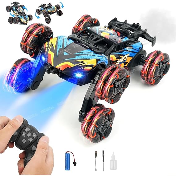VikriDA Remote Control 6WD Drift Stunt Car for Kids | 360° Rotating Spray Car with 2.4 GHz Controller - MULTICOLOR