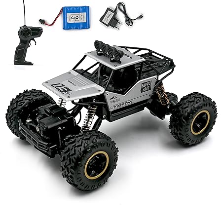 VikriDA Remote Control Racing Car Rock Crawler 4 Wheel Drive Metal Alloy Body Rock Climber High Speed Monster Racing Car- Silver Color