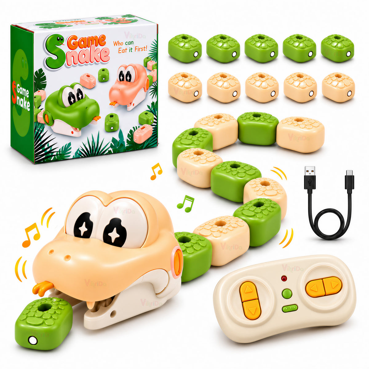 VikriDa RC Eating Snake Game Toy (Green) for Kids