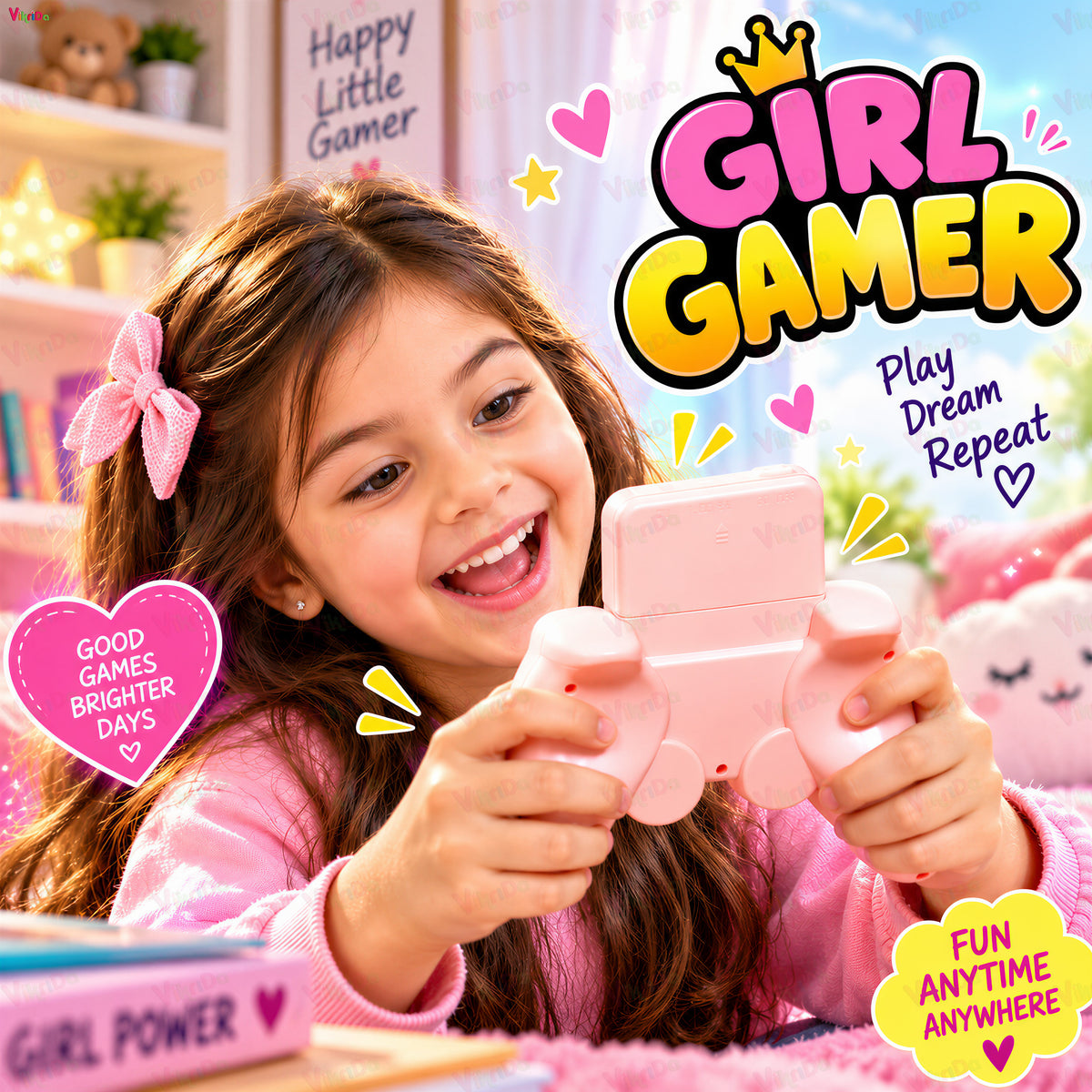 VikriDA S10 Pink Retro Gaming Console