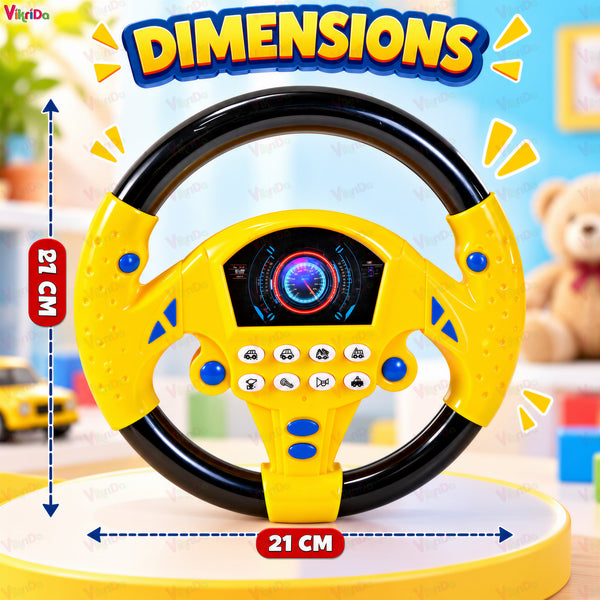 VikriDa Yellow Musical Pretend Driving Steering Wheel