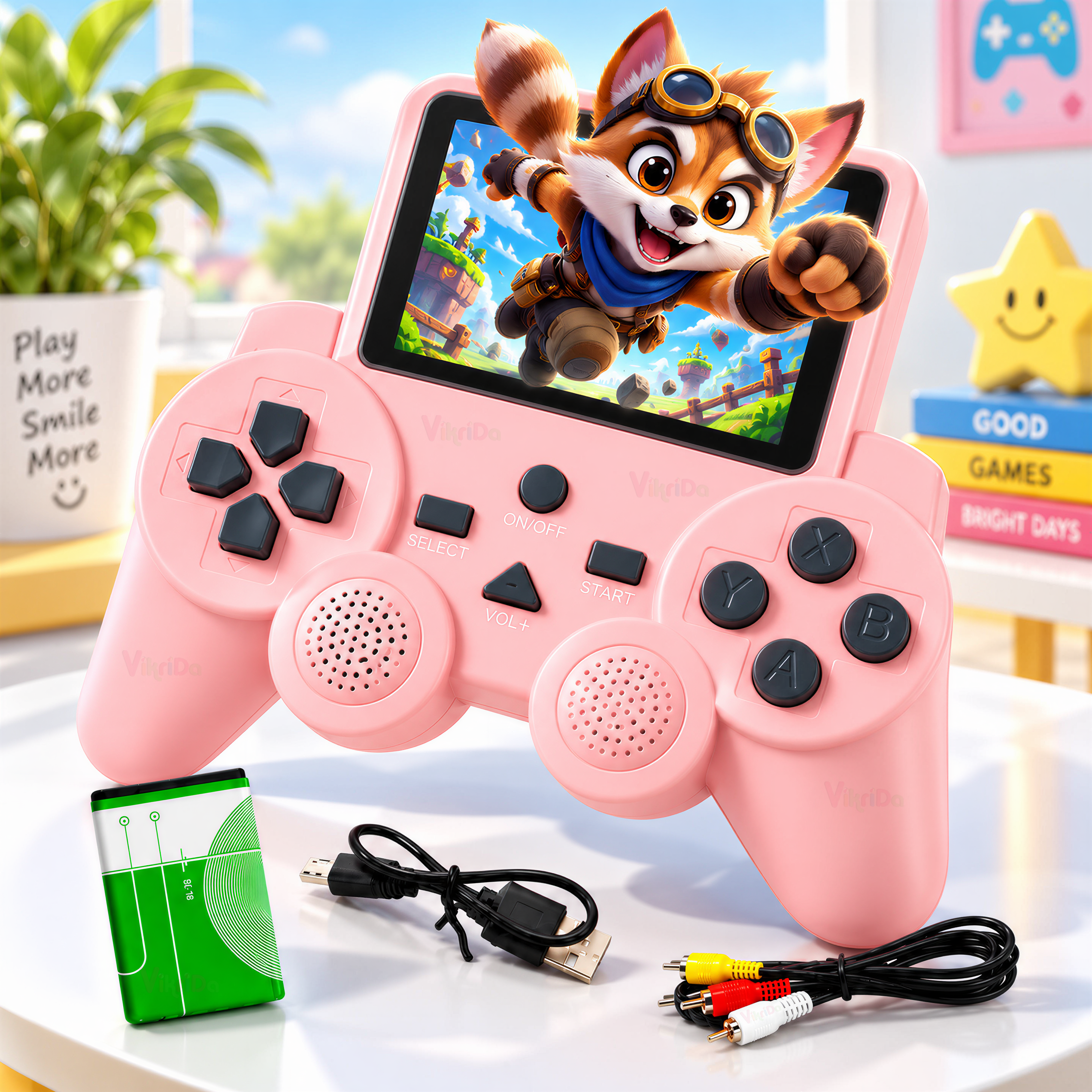 
                      VikriDA S10 Pink Retro Gaming Console
                    