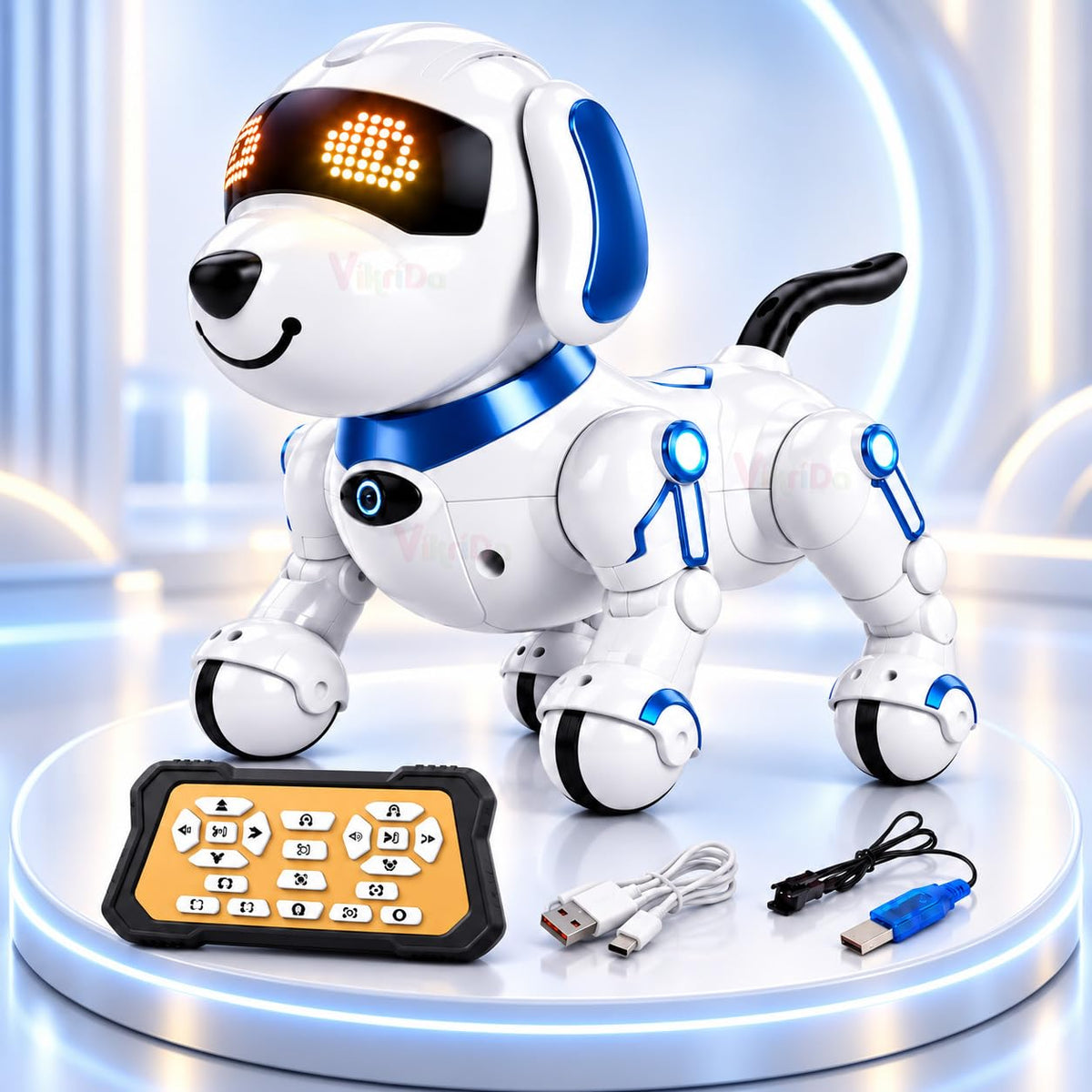 VikriDa Blue Smart Robot Pet Dog with AI for Kids