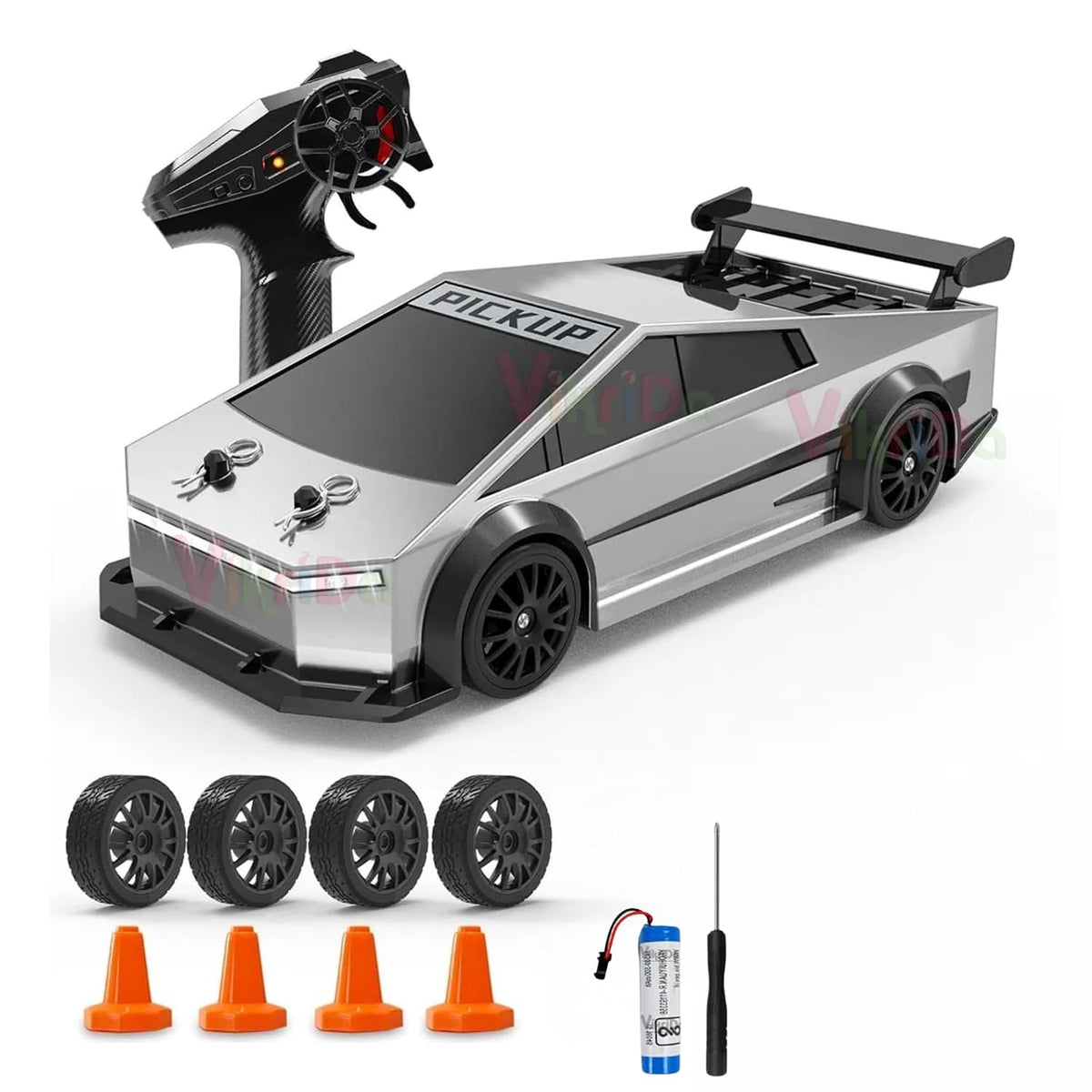 VikriDa RC Silver Tesla Pick-Up Drift Car for Kids