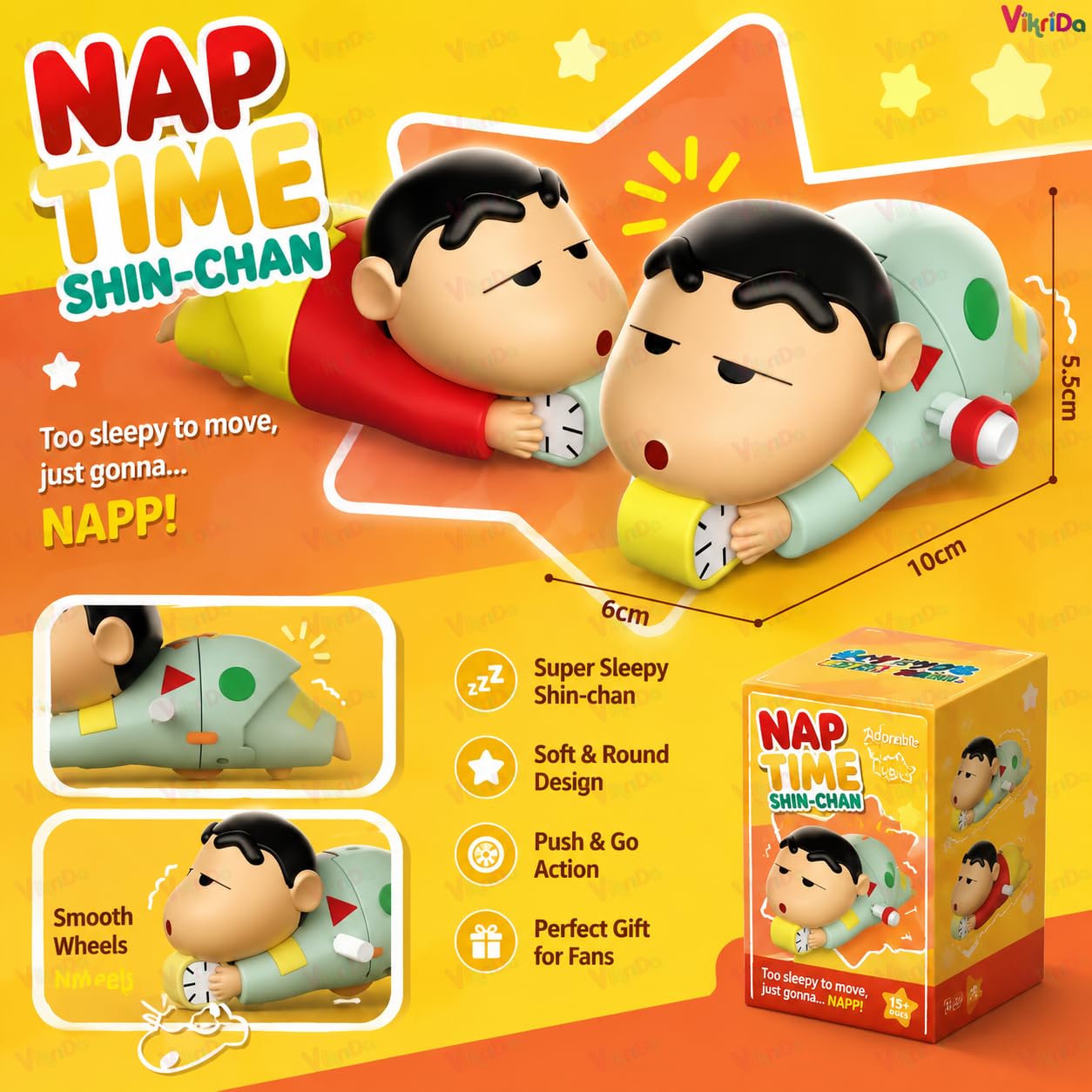 VikriDA Wind-Up Crawling Shinchan Cartoon Toy for Kids