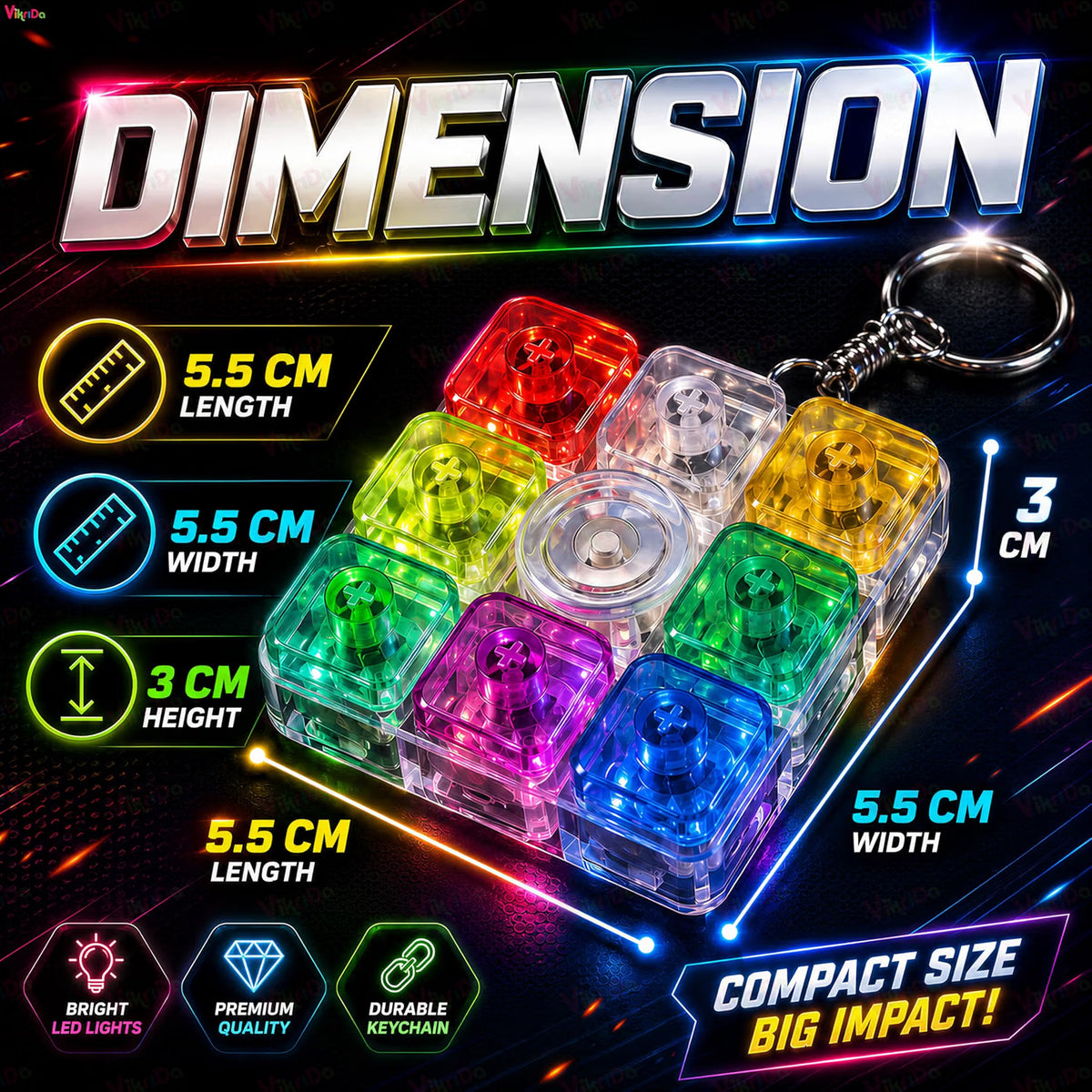 VikriDa LED Keyboard Fidget Keychain Toy