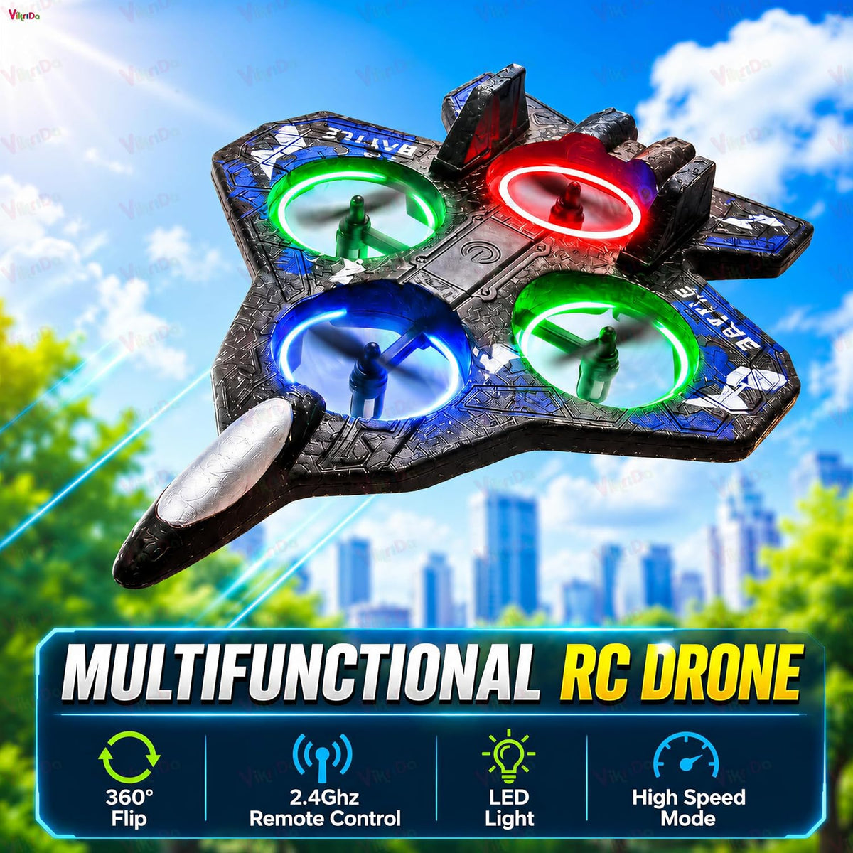 VikriDa RC Aeroplane Drone – Remote Control Drone Toy for Kids