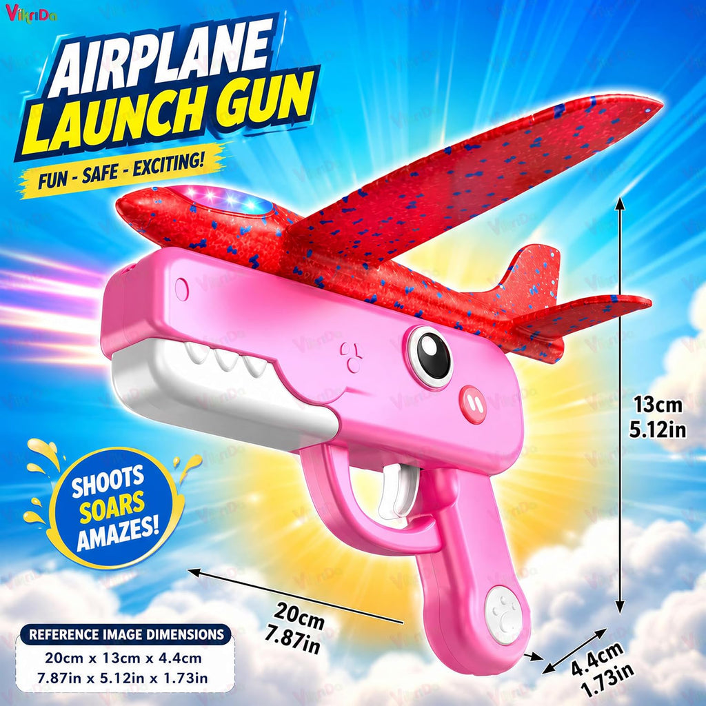VikriDa Pink Dinosaur Foam Plane Launcher