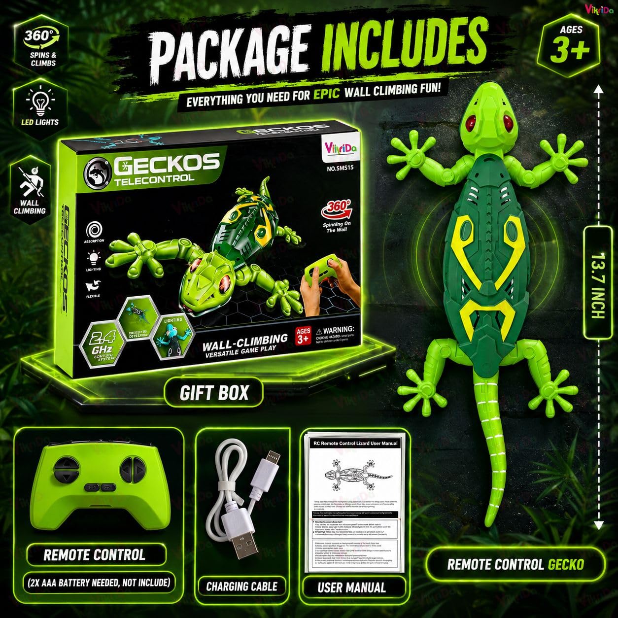 VikriDA RC Wall Climbing Lizard Toy