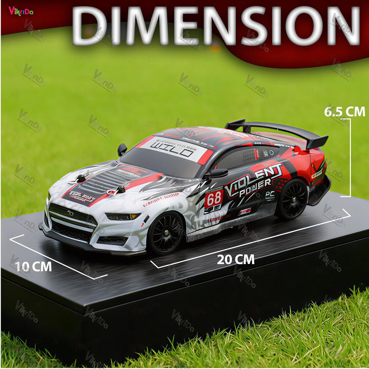 VikriDa RC Grey Red Black Wild Drift Car for Kids