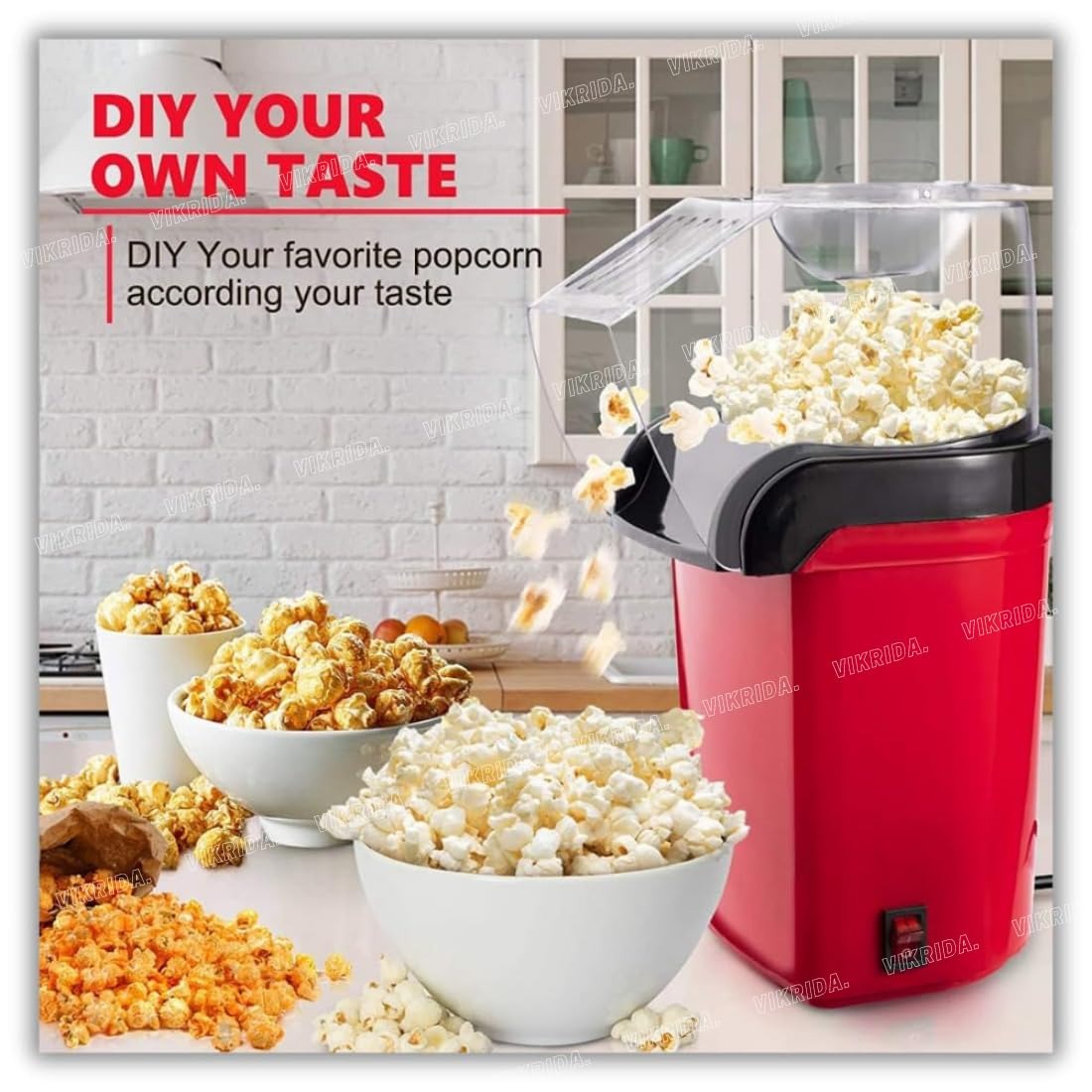 VikriDA 1200W Hot Air Popcorn Maker