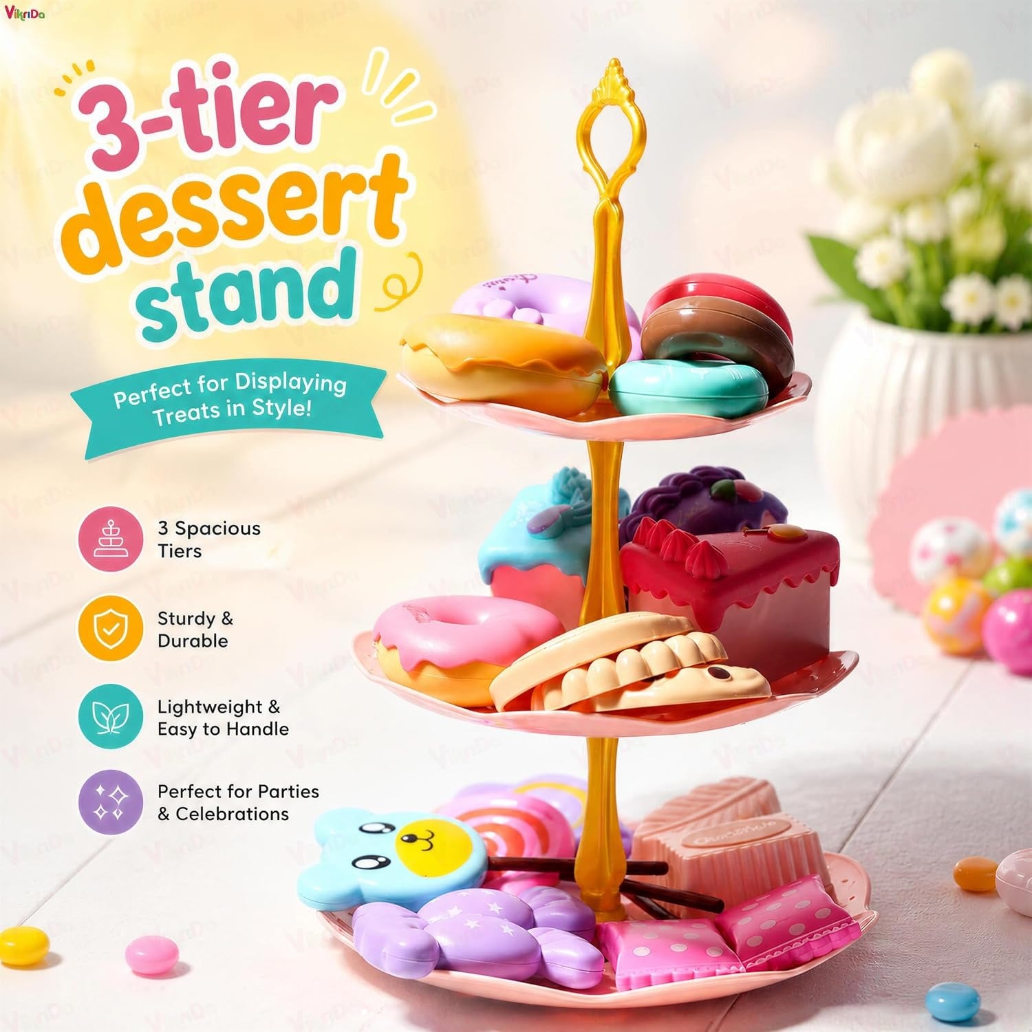 Vikrida 48-Piece Unicorn Kids Pretend Tea Party Set